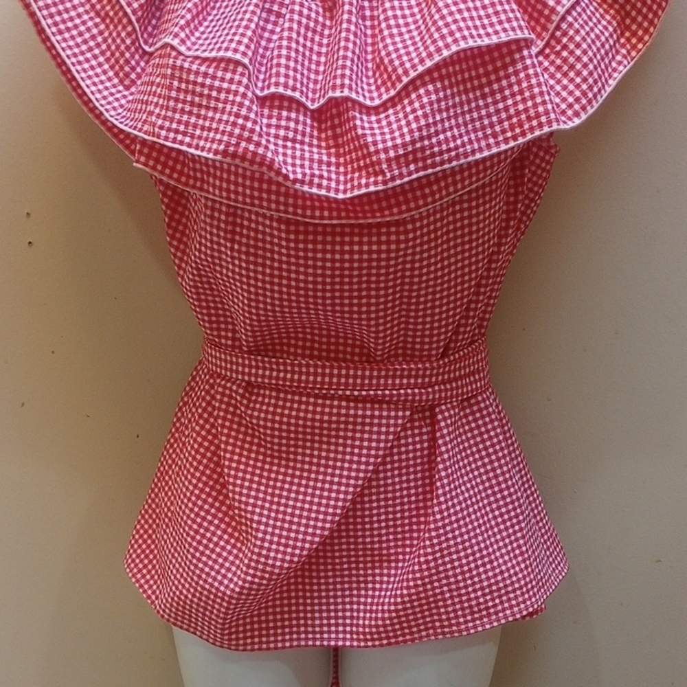 Red Gingham Ruffle Top - Picture 3 of 8